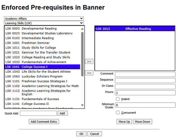 CoursePre-requisitesEntry